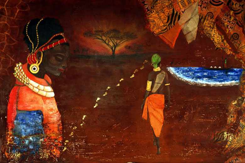 Voeux 2008 Africa une peinture aux techniques mixtes de Valérie ( www.vgd-pinceau.com )